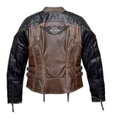 Distressed Brown Triple Vent System Cowhide Motorcycle Leather Jacket for Women - MNCLeather